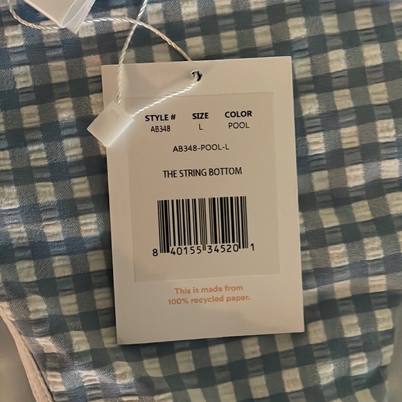 Andies Swim The String Bottom Womens L Light Blue White Gingham Pattern … - Picture 3 of 11